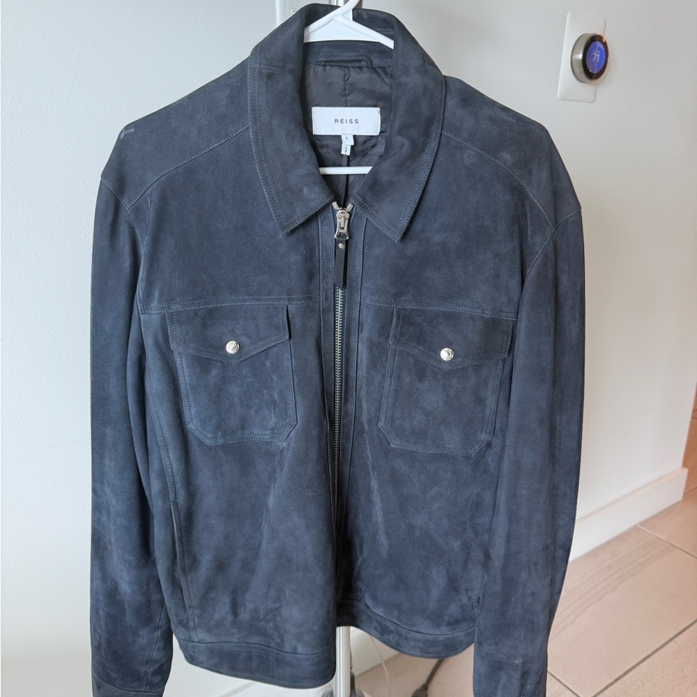 Reiss Pike Suede Jacket - Dark Blue